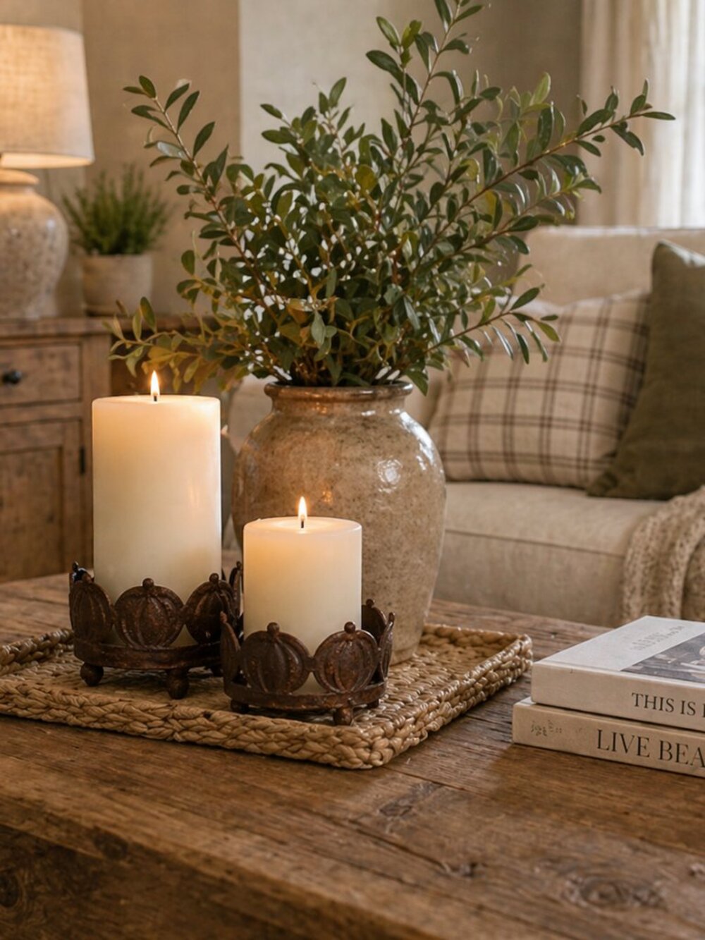 Set of 2 Rustic Pumpkin Candle Holders